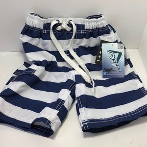 Boys Navy/White Swim Trunks Size (4)